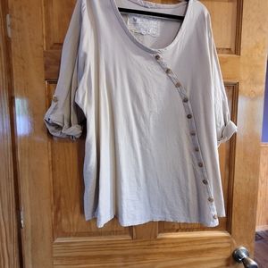 Linen type faux button up shirt